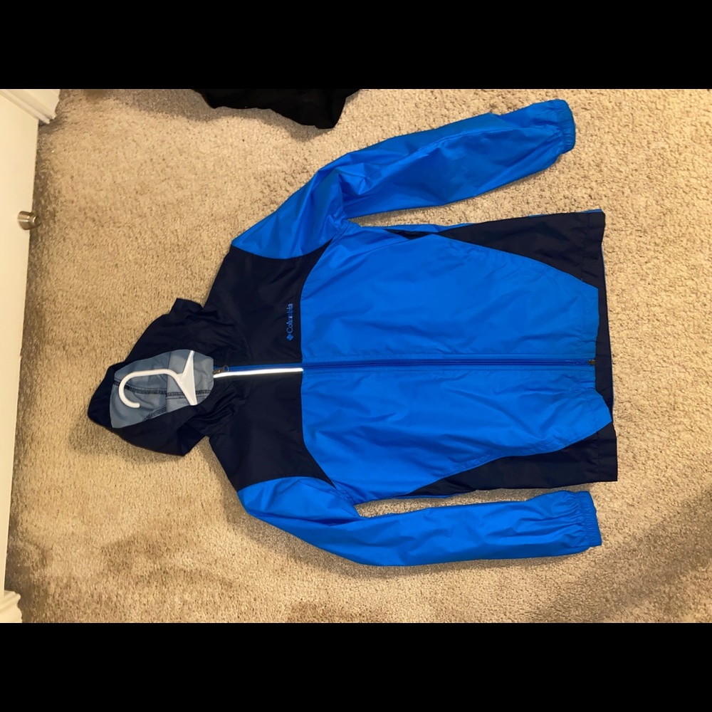 blue Columbia rain jacket/ windbreaker kids size large